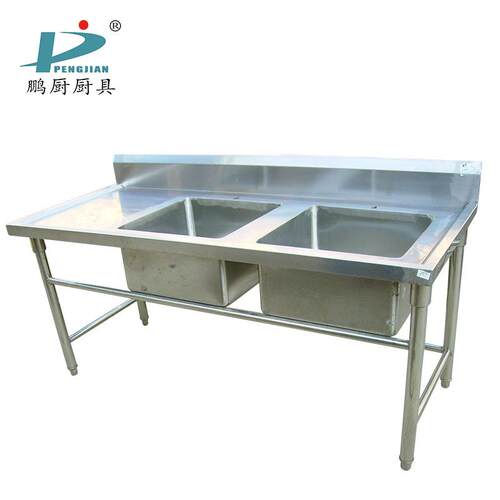 不房钢水食槽洗菜池锈双眼商用PC-2X堂洗碗池厨双槽洗菜盆工作台
