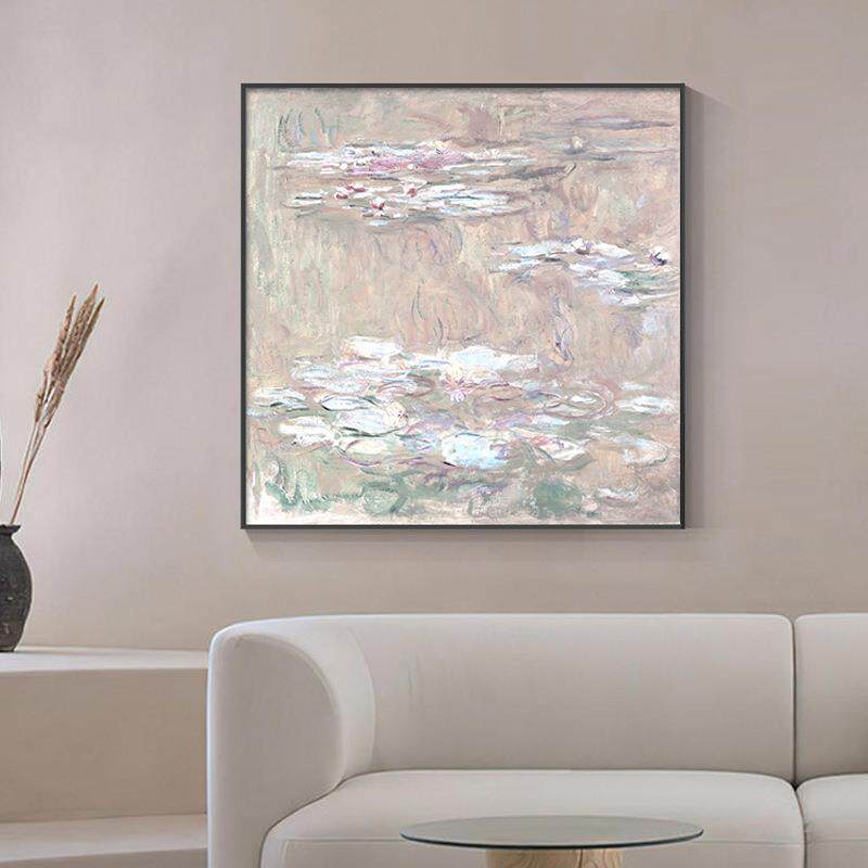 手绘世界名画莫奈睡莲油画挂画客厅风景玄关壁画印象派装饰画厂家