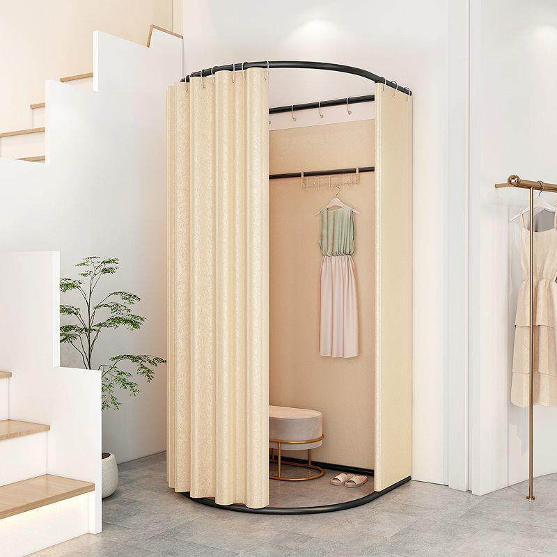 服装店商场移动试衣间门帘更衣室展示架便捷式落地布帘简易换衣间