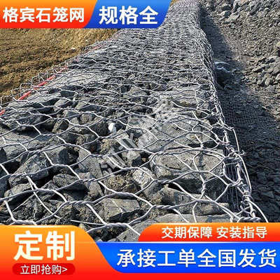 镀锌防洪石笼网箱生态格宾铅丝防洪六角网PVC包塑固滨笼雷诺护垫