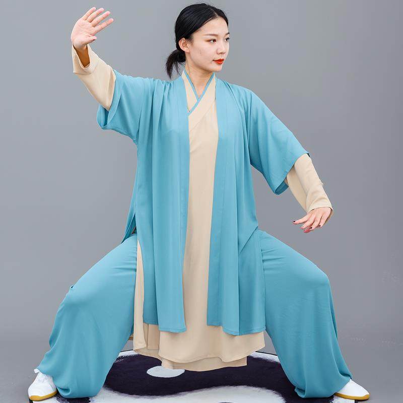 高档太马雷女子春服夏新式延道伸汉版极表演道家服气功服太极拳家