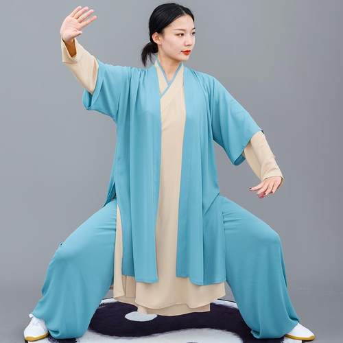 高档太马雷女子春服夏新式延道伸汉版极表演道家服气功服太极拳家