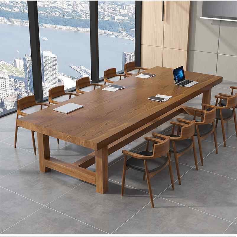实木大会议桌长桌简约现代电脑桌会议室多人谈判桌椅组合
