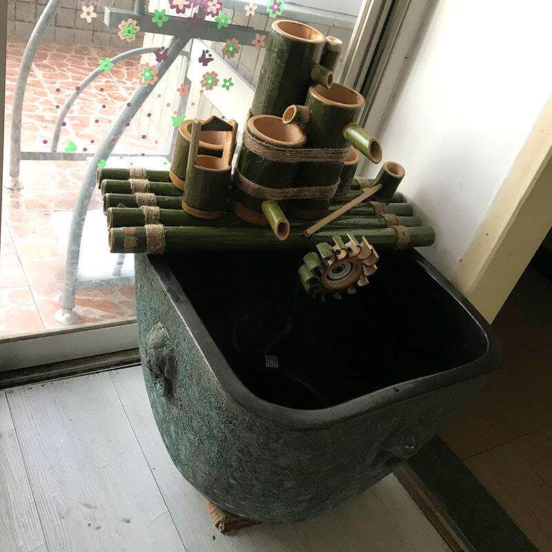 复古TFP粗陶瓷缸鱼流缸方缸睡莲盆荷花碗莲缸乌龟缸水客厅花园水