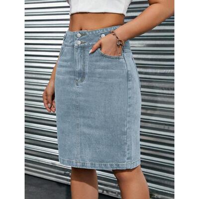 O 87874 Asymmetric Denim Mini Skirt 侧镂空牛仔短裙跨境