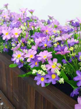 雏真花小菊户外假绢花塑料花花绿H6448878植花仿箱花槽长条栅栏插