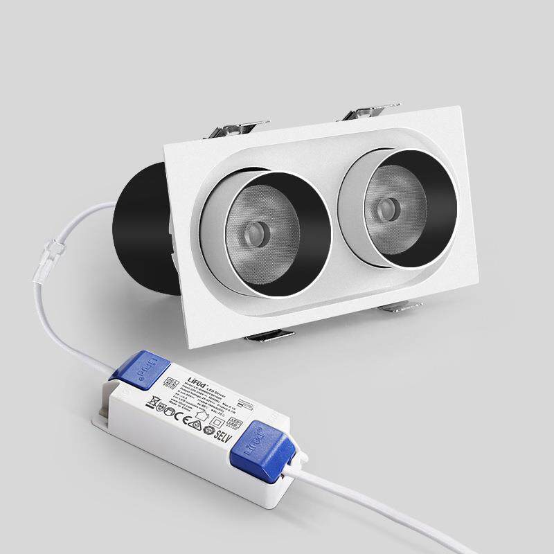 双头射灯led嵌入式cob伸缩拉伸射灯360度旋转可调角度斗胆灯防眩
