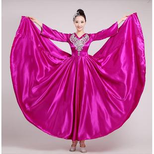 高档新款民舞族舞蹈服女装合唱长裙台服开场大舞扇出子舞大摆裙演