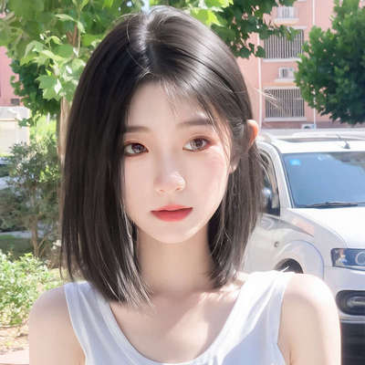 假发全头套女夏季薄款前额蕾丝中分减龄锁骨发短发仿真人发假发套