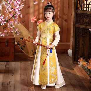 童国风唐中国风演出2服节女孩红色古 儿装 正品 女童汉服六一205新款