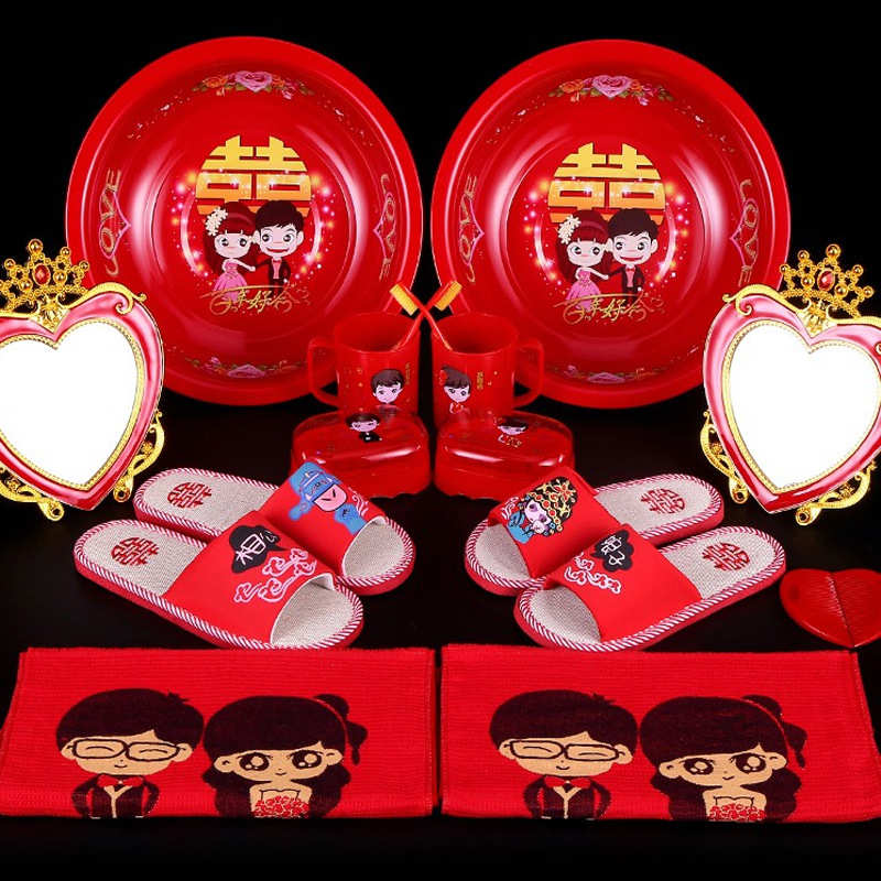 结婚嫁妆红色婚礼大全出嫁整套套装梦浪漫套装陪嫁娘家陪嫁卟