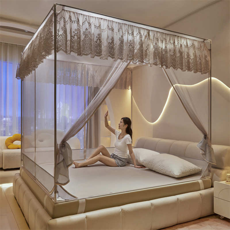 厂家直销夏季A类蚊帐大空间坐床防摔蚊帐儿童防摔帐纱三开门1.8m