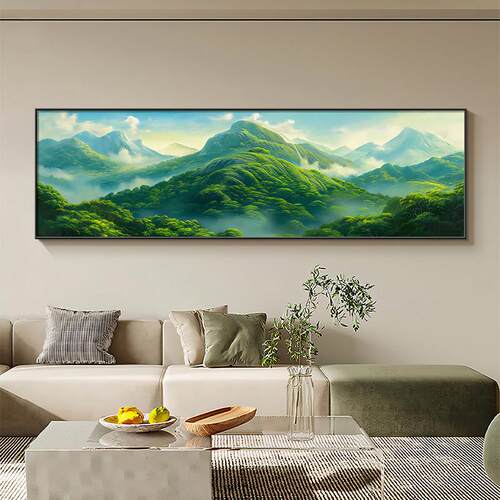 青山图客厅西墙装饰画 画现代简约大气沙发背景墙挂画 画背有靠山