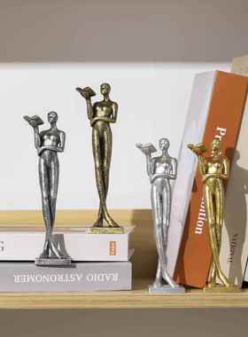 新款欧美简约读书人家居树脂工艺品摆件办公室桌面书架艺术装饰品