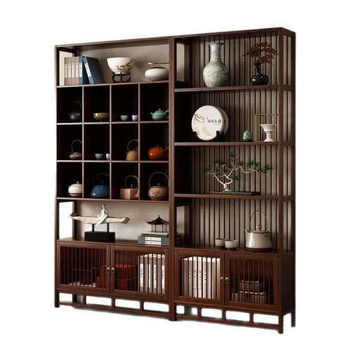 博古架实木新中式茶室茶叶架子摆件置物架酒水展示柜