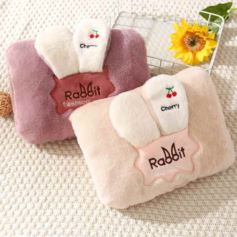 新款毛绒卡通布套双插手布套热水袋配件暖手宝电暖宝暖宝袋卡通款