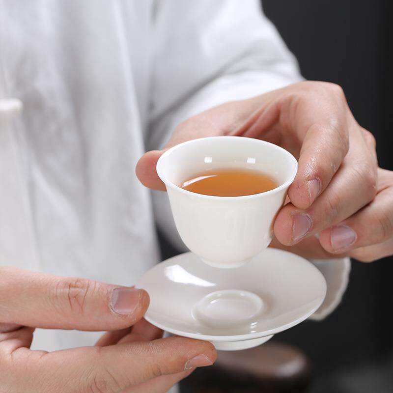 羊脂玉功夫小茶杯德化玉白瓷陶瓷茶盏品茗杯带杯碟泡茶杯