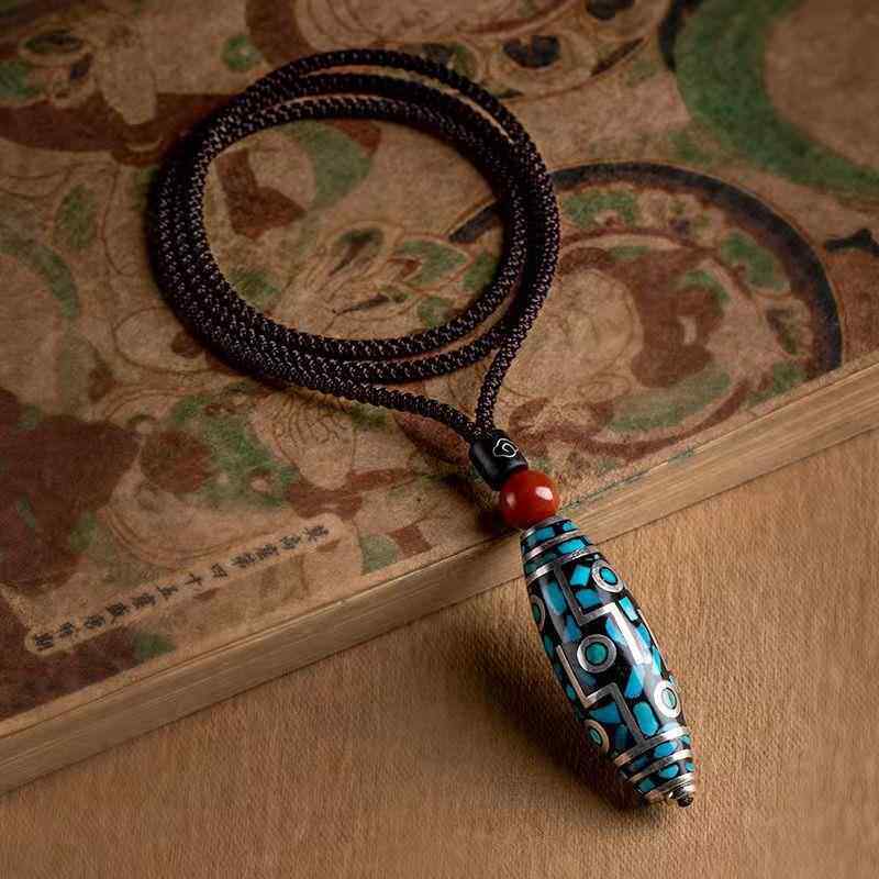 复古风毛衣链手工九眼天珠吊坠项链人工手绳挂件民族风男女款挂绳