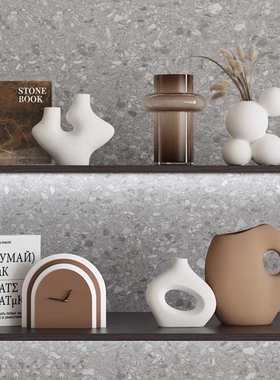 艺贝子高级感侘寂风艺术抽象小众装饰摆件中古小户型软装组合摆件