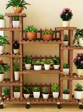 花子客厅多层置架落花盆架多肉家用架室内地物75774实木阳台养花