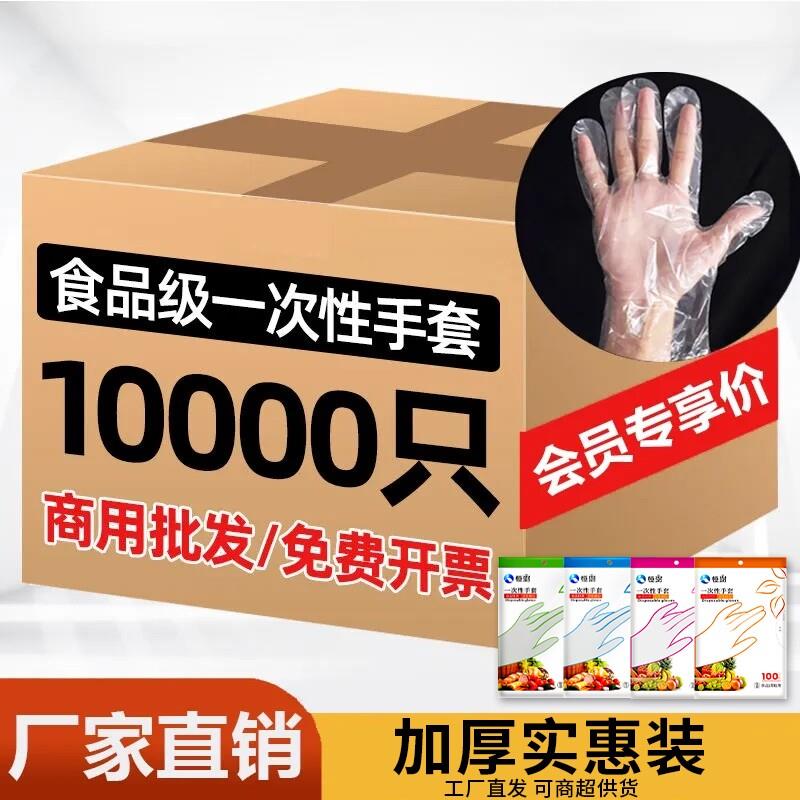 恒澍一次性手套食品塑料加厚耐用pe薄膜餐饮厨房商用家务整箱