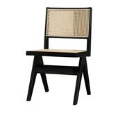 正品 木昌迪加尔椅子家用实木风靠汉斯民宿侘寂原北欧藤编背餐椅白