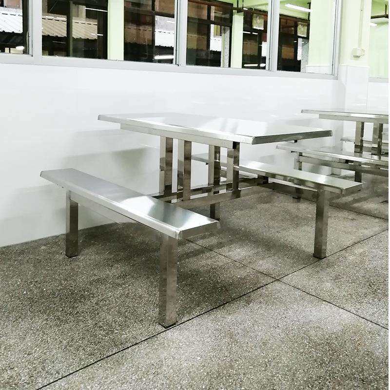 食餐桌椅校学生学饭堂连体桌堂工厂员工餐桌厅餐台不锈钢餐DVD4人