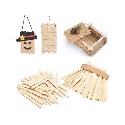 50 PCS Natural Wood Popsicle Sticks Wooden Popsicle Stick Ho