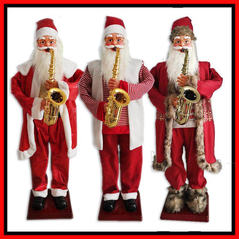 1.8米摇摆圣诞老人音乐吹萨克斯迎客圣诞老人电动圣诞节装饰品