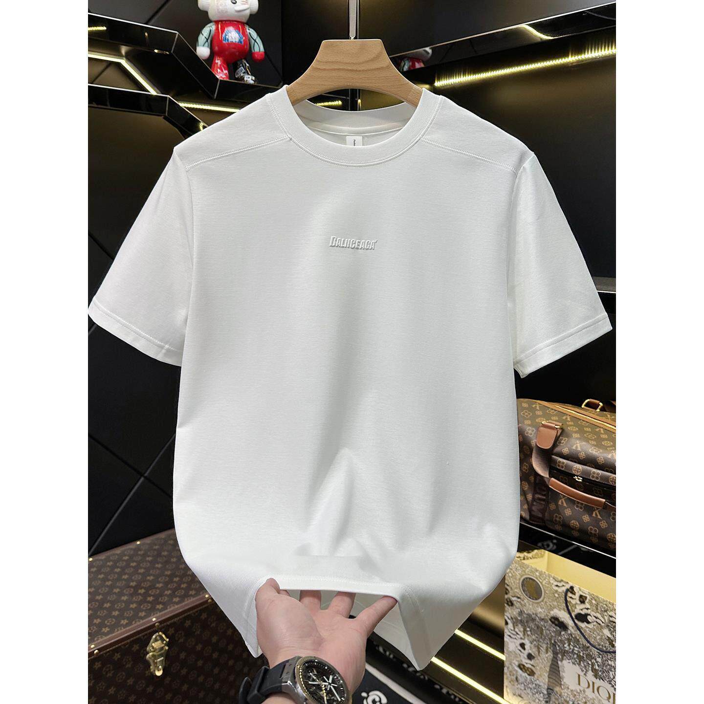 白色短袖T恤男2026夏季新款薄款透气修身上衣薄款透气半袖打底衫