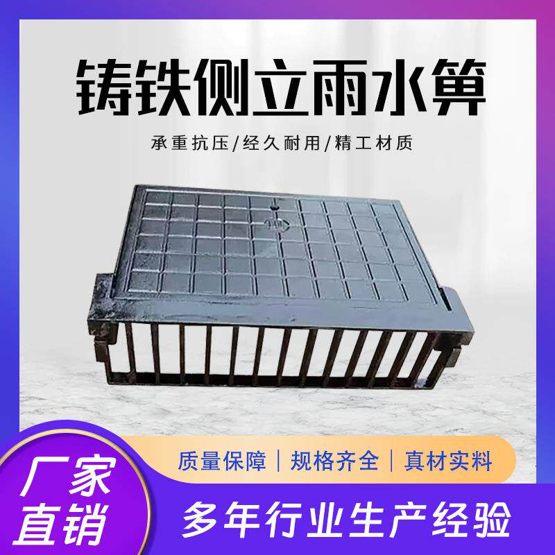 球墨铸铁雨水口井盖侧立篦子三件套侧排水路缘石L型立箅式路牙子