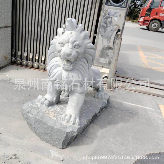 大理石狮子摆件香港走狮石雕汇丰狮子爬狮雕塑酒店景区门口大狮子