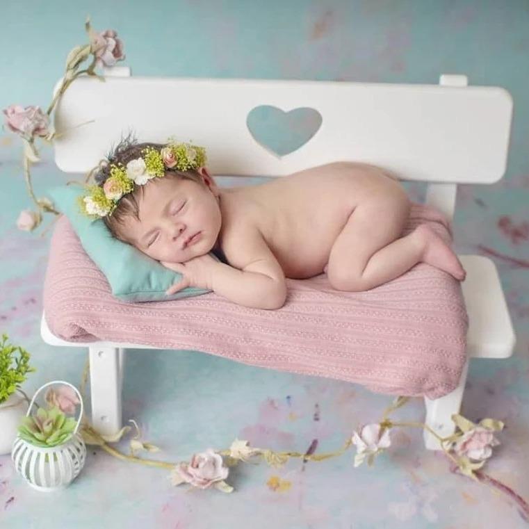 新生儿摄影木床可拆装影楼道具婴幼儿满月照白色拍照木制道具
