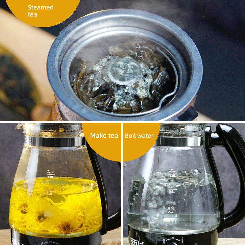 新飞1L保温蒸汽喷淋蒸茶壶水壶黑茶白茶红茶家用耐高温玻璃煮茶器