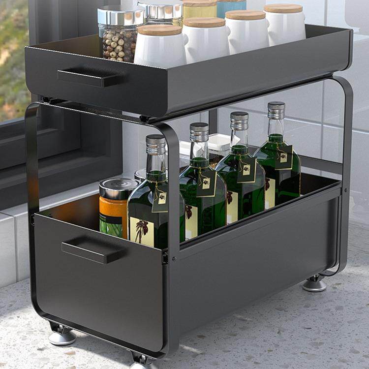 厨房调料架橱柜内抽置物架水可抽拉式味架下槽屉调分层ASO储物收