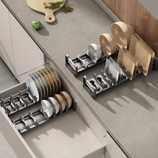 枪灰厨房抽屉收纳分隔橱柜内置分格碗架放刀叉碗筷勺子餐具收纳盒