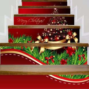 圣诞节新款 饰3D楼梯贴纸自粘高清台阶地贴可移墙贴LT075 居家装