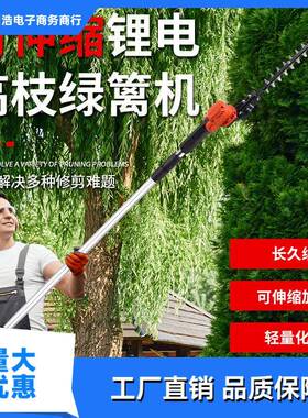 高枝绿篱机充电式园林高空修枝剪伸缩加长杆园林绿化苗木锂电篱笆