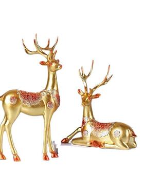 金色侣鹿摆件代家客居情侣803123鹿厅酒柜现电视柜情装饰品办公室