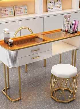 油风美甲桌白色式F77H65J8多收功能日玻璃单人全套轻奢家用简约美