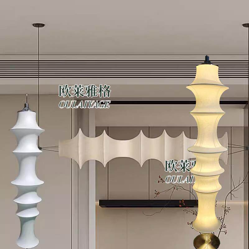 北欧竹节横竖蚕丝竹节吊灯餐厅侘寂设计师民宿客厅卧室长条组合灯