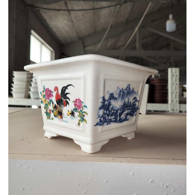 批发盆景绿紫砂萝方形阳台彩绘盆花盆ylhch03兰花盆多创意肉装饰