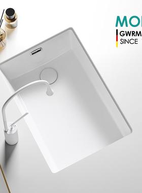 MOER侧下水台下盆陶瓷洗手盆洗脸盆面盆阳台方形嵌入式家用卫生间