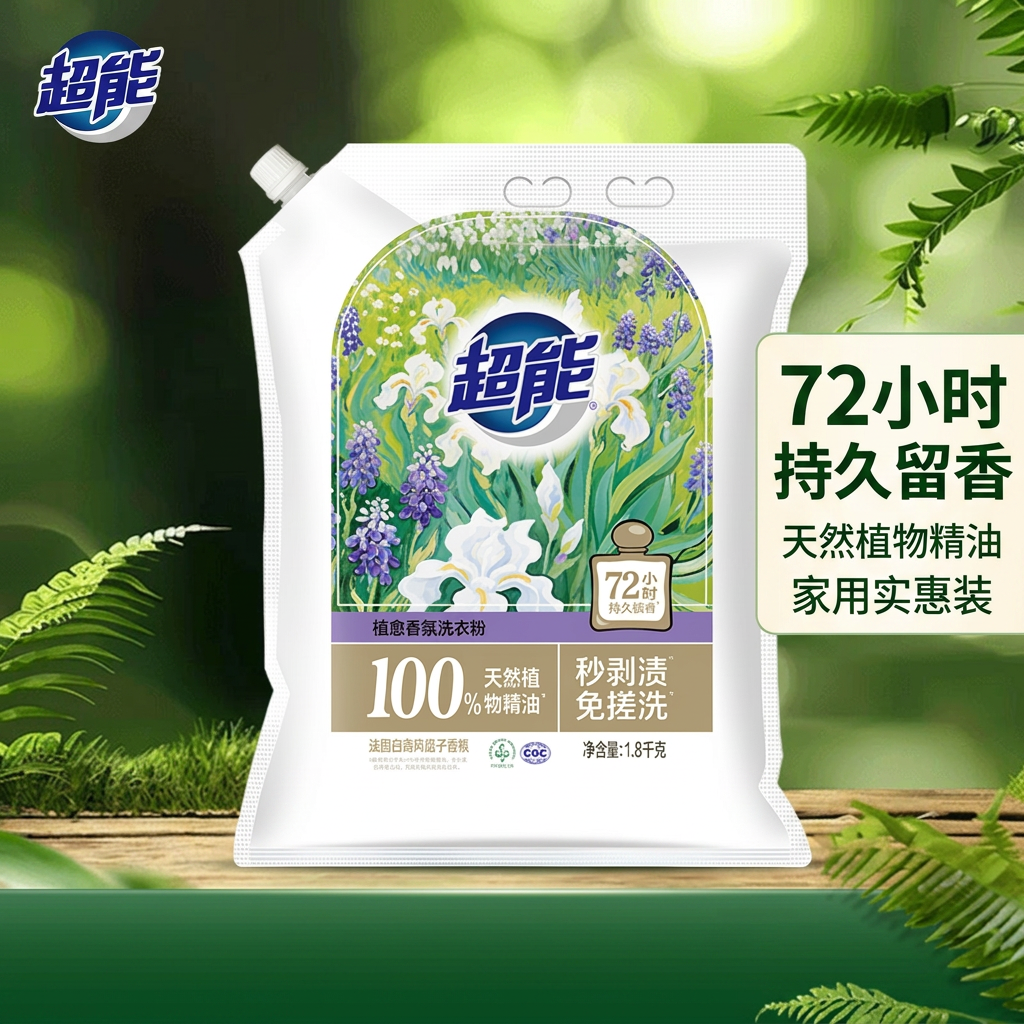 超能洗衣粉植愈香氛天然植物精油72小时持久留香家用实惠装正品