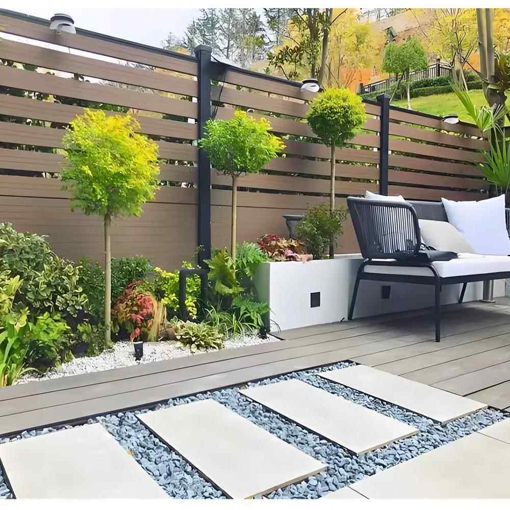 厂发庭户外共挤塑木栏格栅庭020368院围栏墙板木塑院城格栅长板围