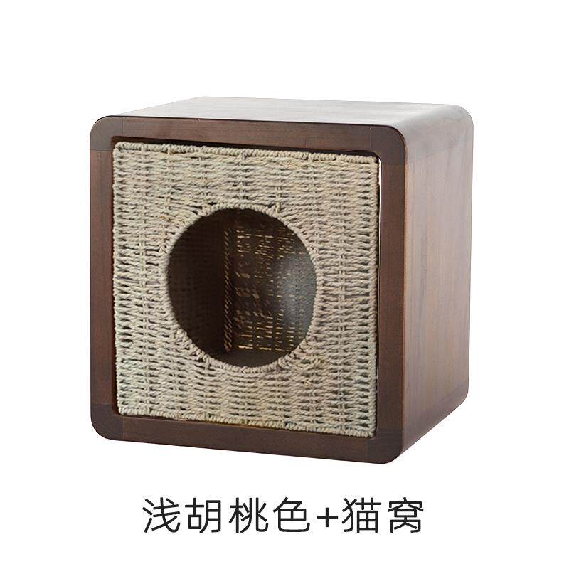 正品实木换鞋凳猫窝头柜坐一凳人猫共用半封闭体猫跳台中窝小床型