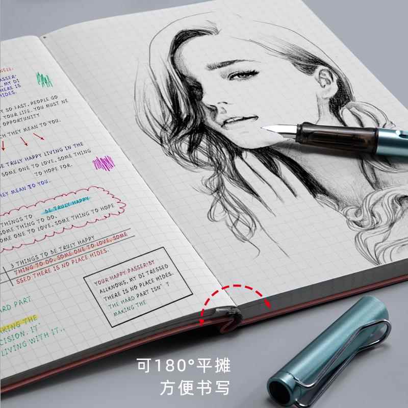 网格本手绘画画方格本简约ins风可爱少女心日记a5格子本大学生加厚笔记本子b5文艺记事本手帐本网红手账本a4