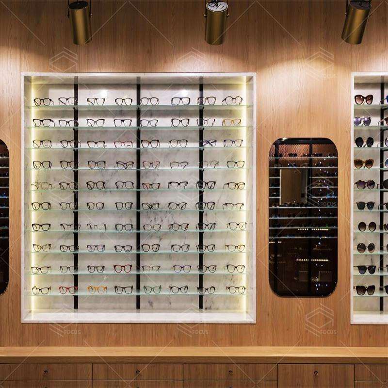 复古眼镜店展示柜亚克力墨镜中岛展示台木质靠墙眼镜展架玻璃展柜
