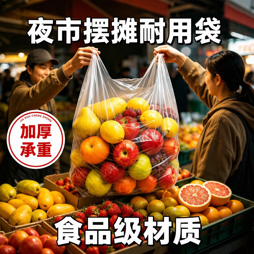 食品级全新料背心塑料袋水果店商用加厚手提生鲜果蔬称重打包袋