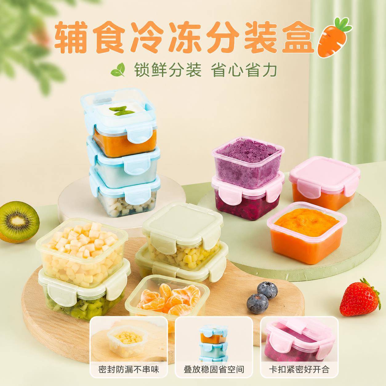 副食品冷冻分装盒食品级加厚婴儿果泥密封保鲜盒家用酱料冷藏收纳
